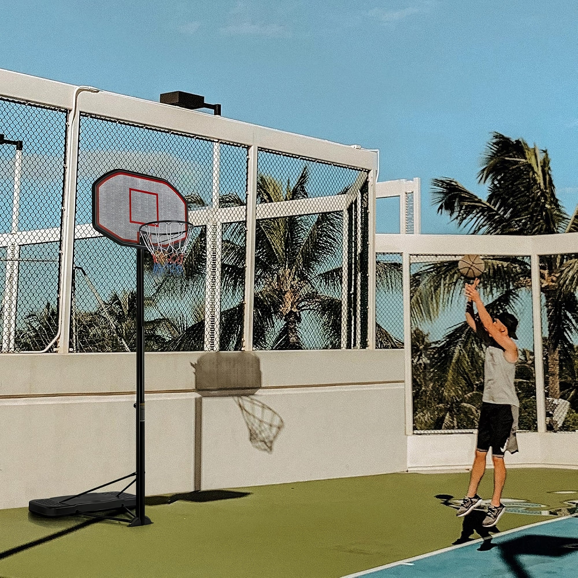 7-10ft Basketball Hoop, Portable Adjustable Height Basketball Set with Wheels, 43 inch Backboard for Youth and Adults - 611312 7-10ft Basketball Hoop, Portable Adjustable Height Basketball Set with Wheels, 43 inch Backboard for Youth and Adults - 611312
